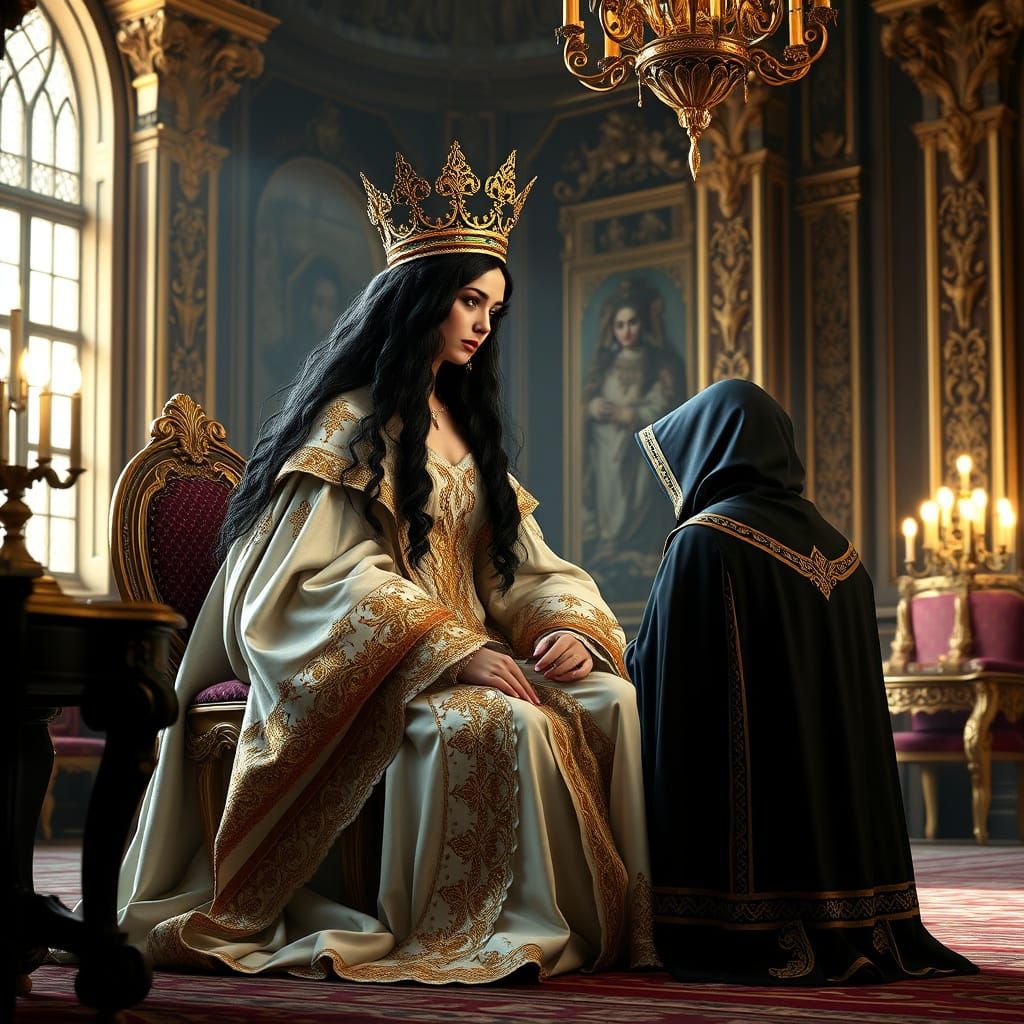 Italian Noblewoman Receiving Homage in Renaissance Style