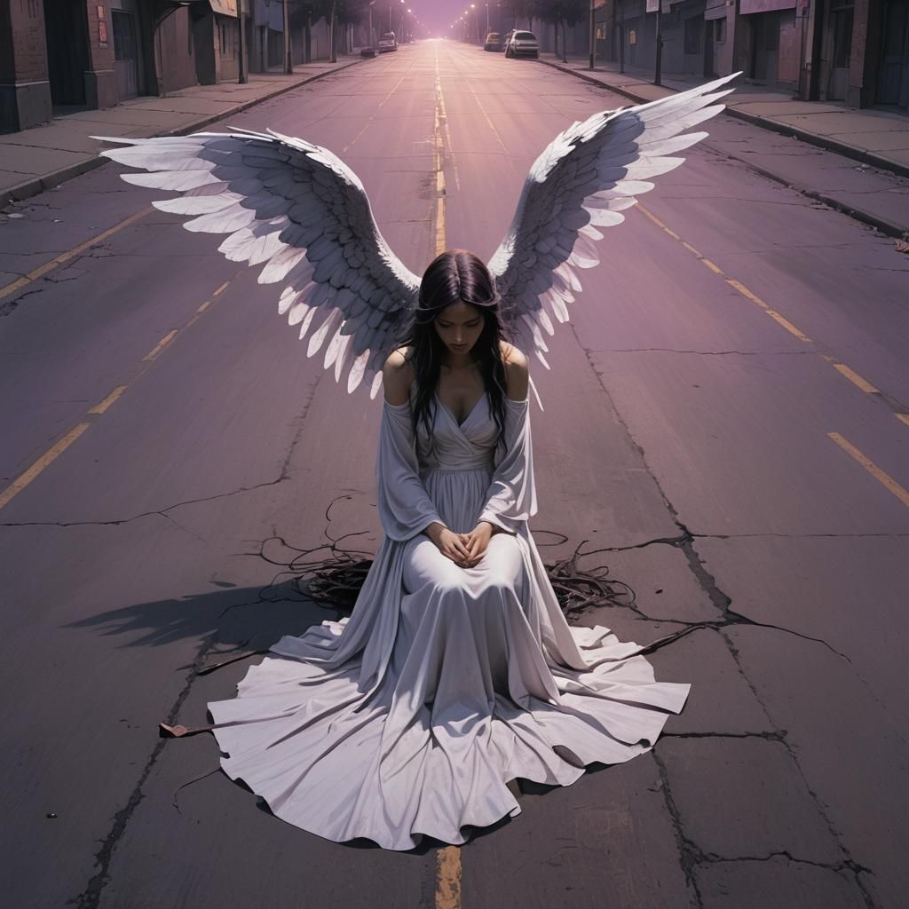 Fallen Angel in Despair: Dark Fantasy Art