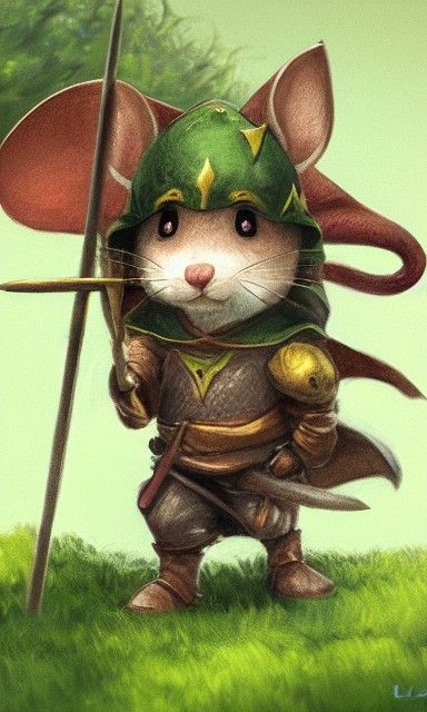 Chibi Mouse Knight on Sparrow, Redwall Art
