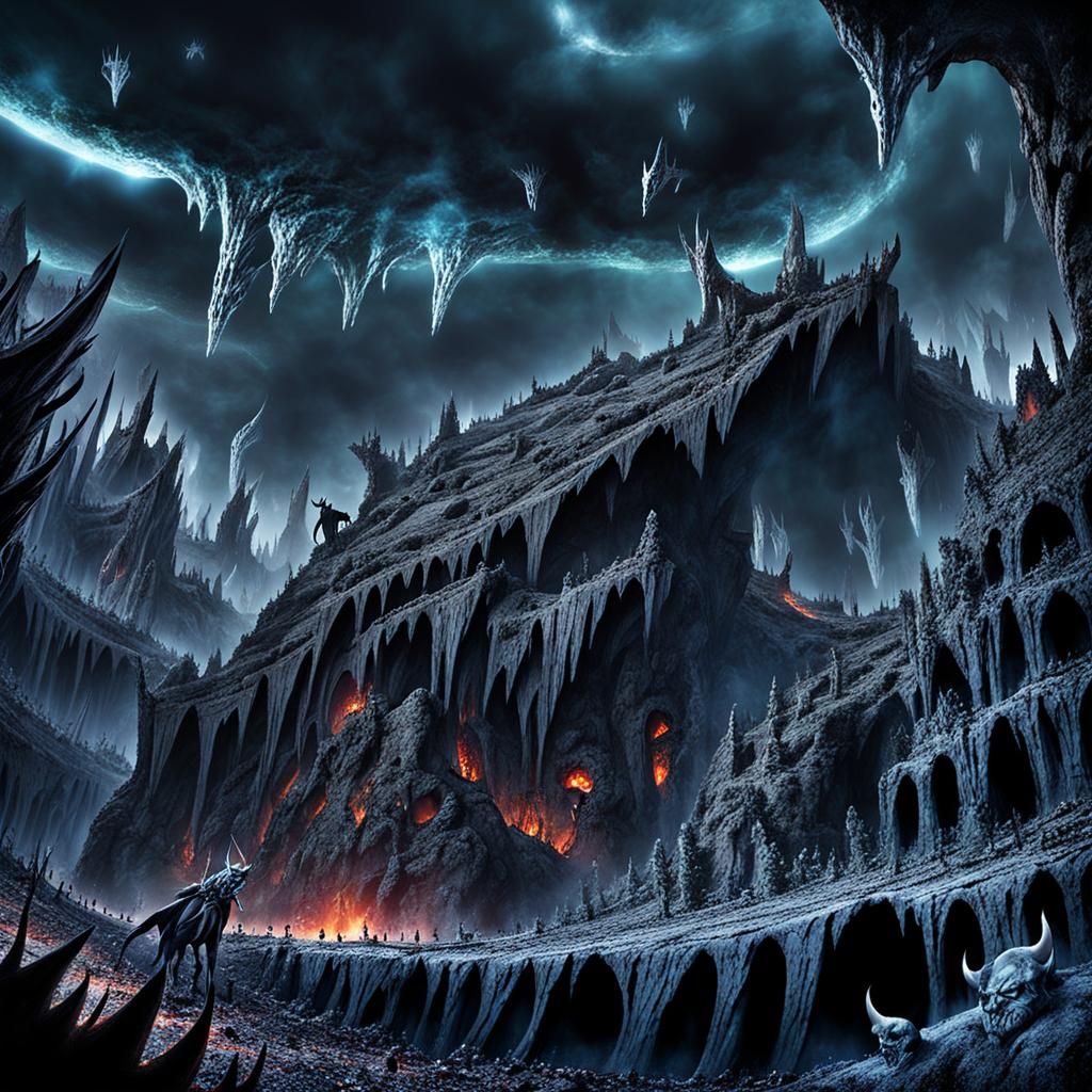 Demonic Figure in Mysterious Underworld Cave