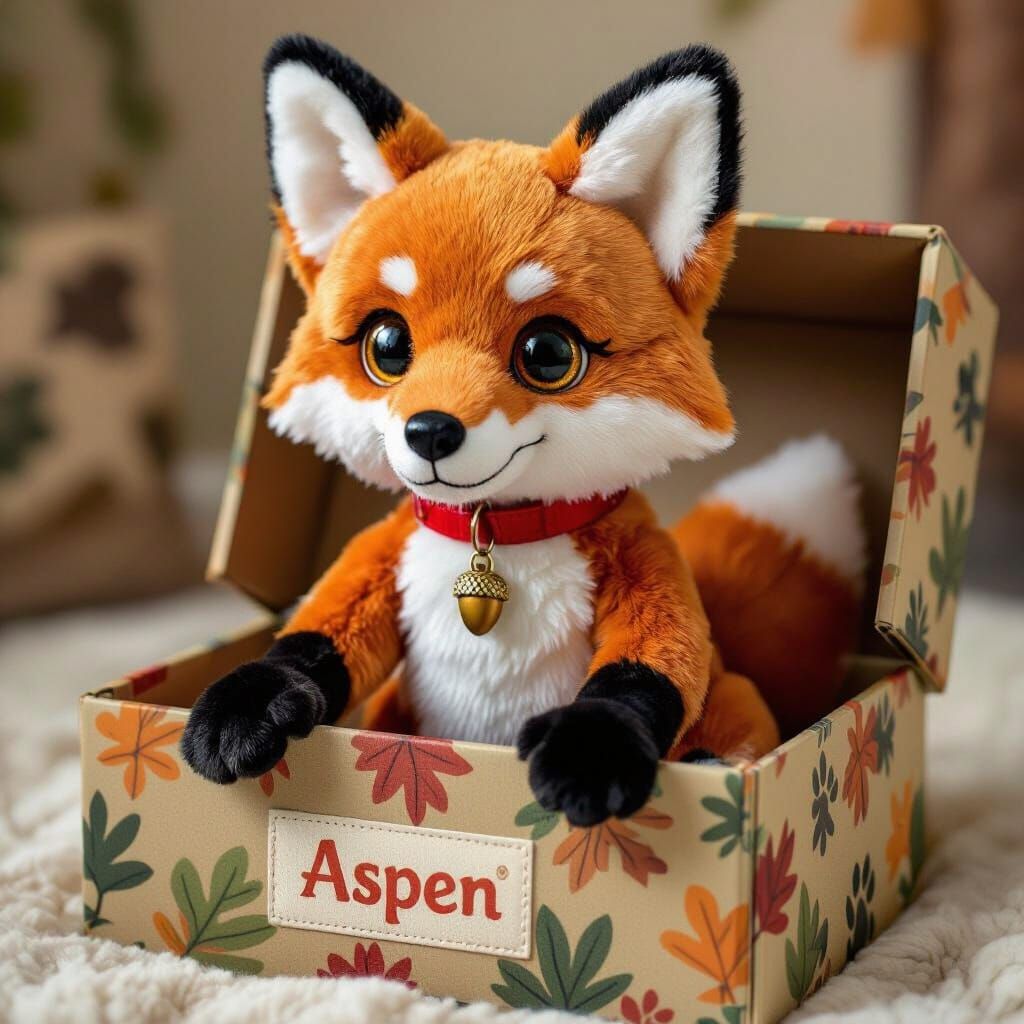 Robotic Fox Toy in Toy Box with Woodland Scene