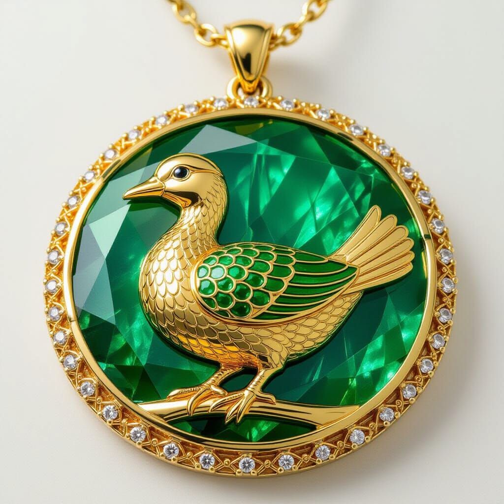 Emerald Duck Pendant in Fabergé Style