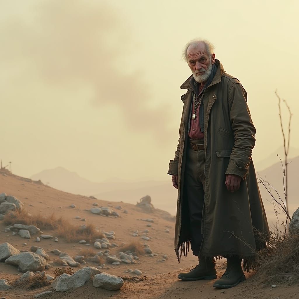 Post-Apocalyptic Old Man: Hyperrealistic Digital Art