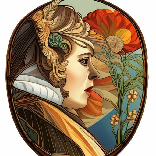 Art Deco Floral Mask Detailed Matte Painting