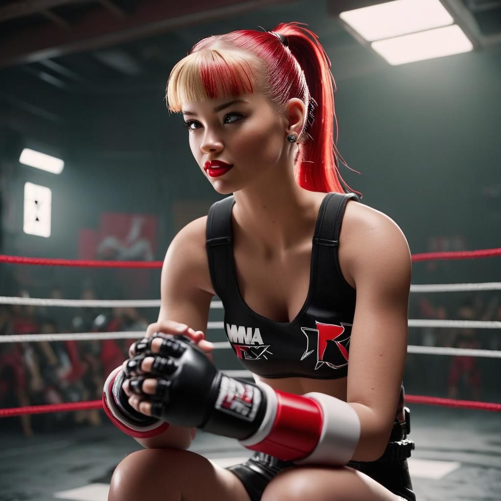 Barbie as MMA Fighter in Cinematic Digital Art