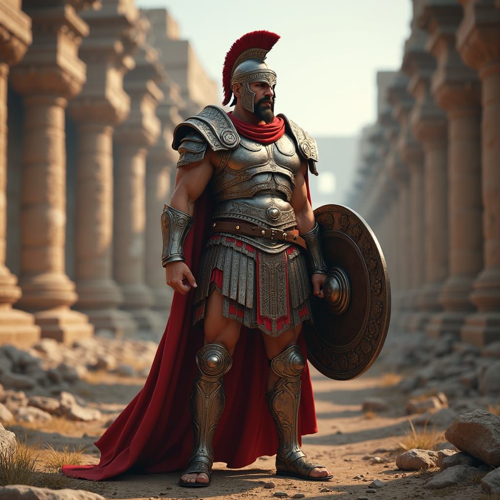 Greek Warrior in Javanese Ruins: 3D Game Art