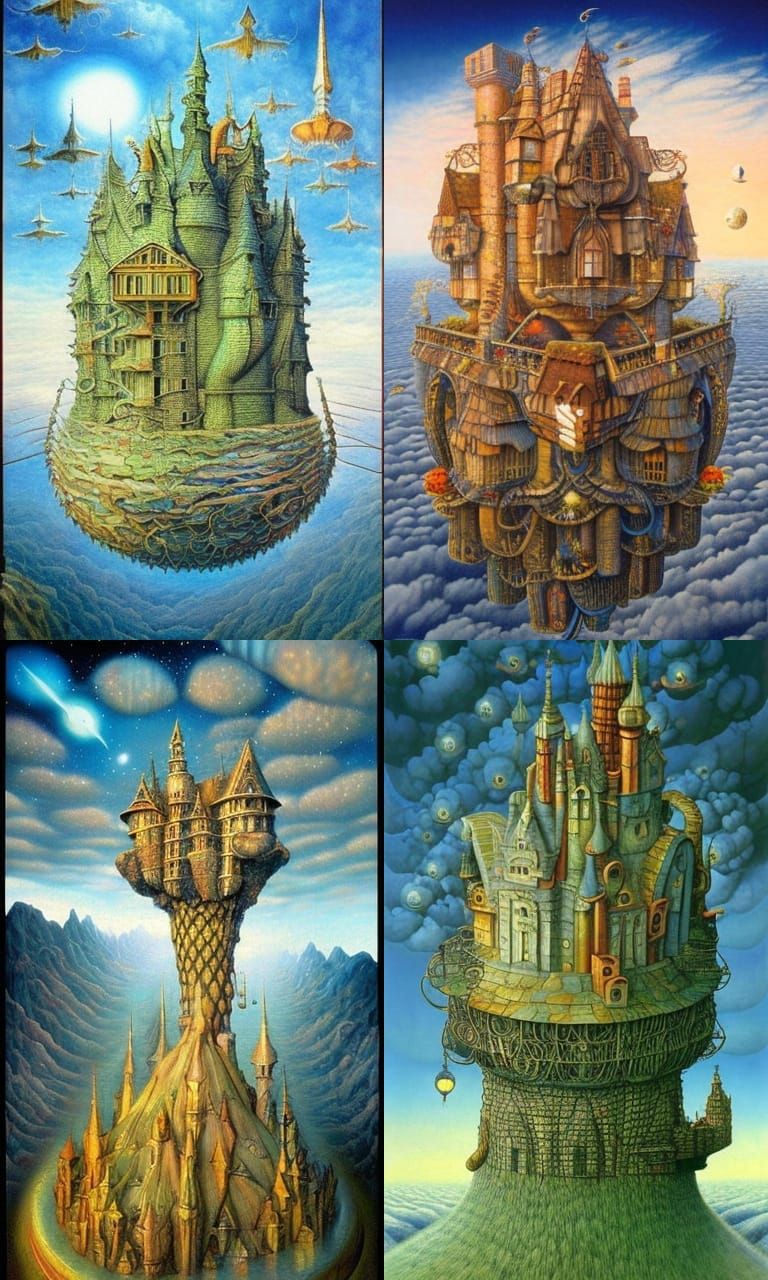 Fantasy Castle in the Sky: Dreamlike Illustration