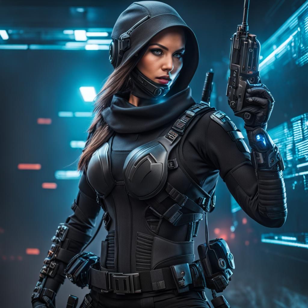 Cyberpunk Ninja Commando with Deadly Tech