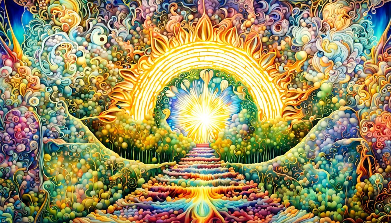 Dream Market Entrance: Nature's Regeneration in Divine Light