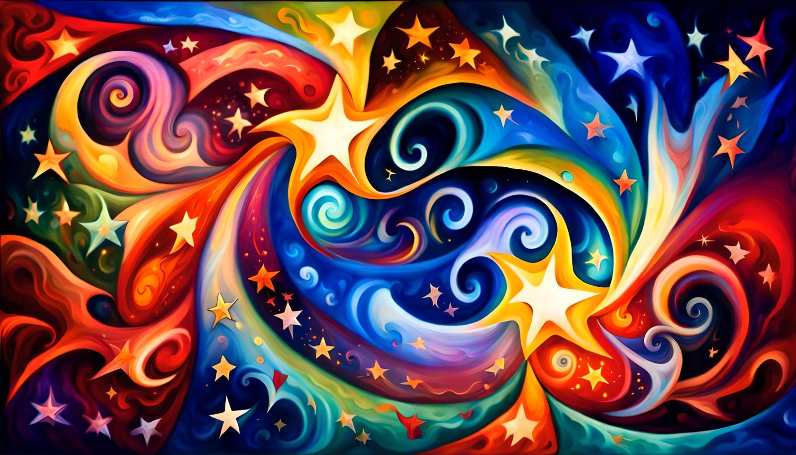 Swirling Stars Dance in Cosmic Ballet: Impasto Oil