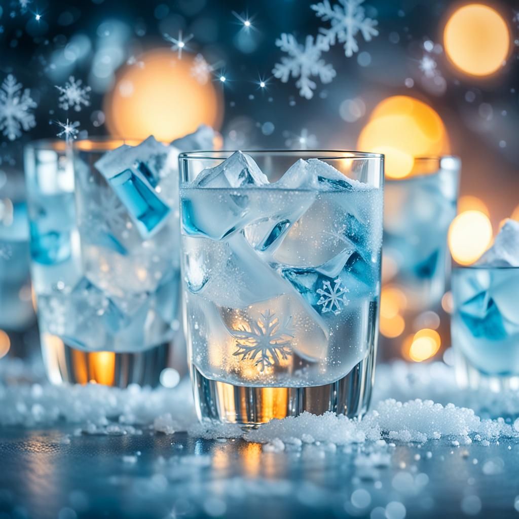 Abstract Winter Cocktails in Expressionist Style