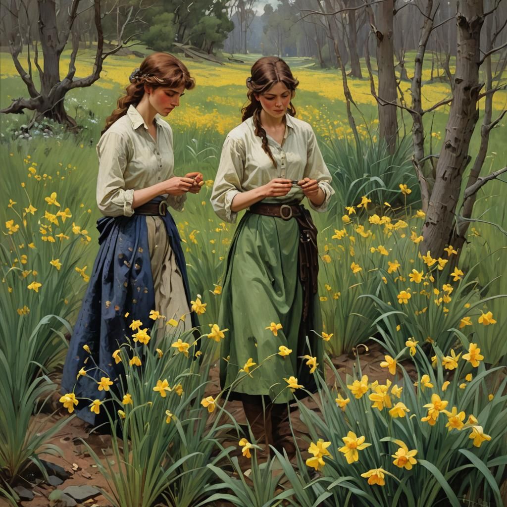 Spring Flowers Oil Painting by James Gurney Style