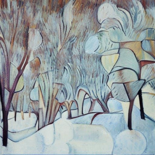 Cubist Snow Scene: A Winter Landscape
