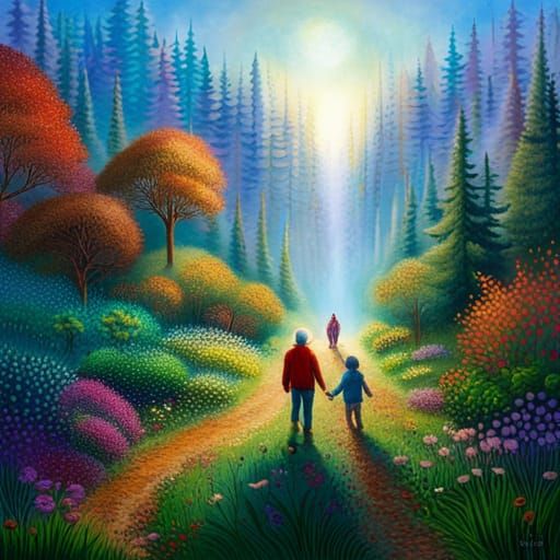 Family in the forest