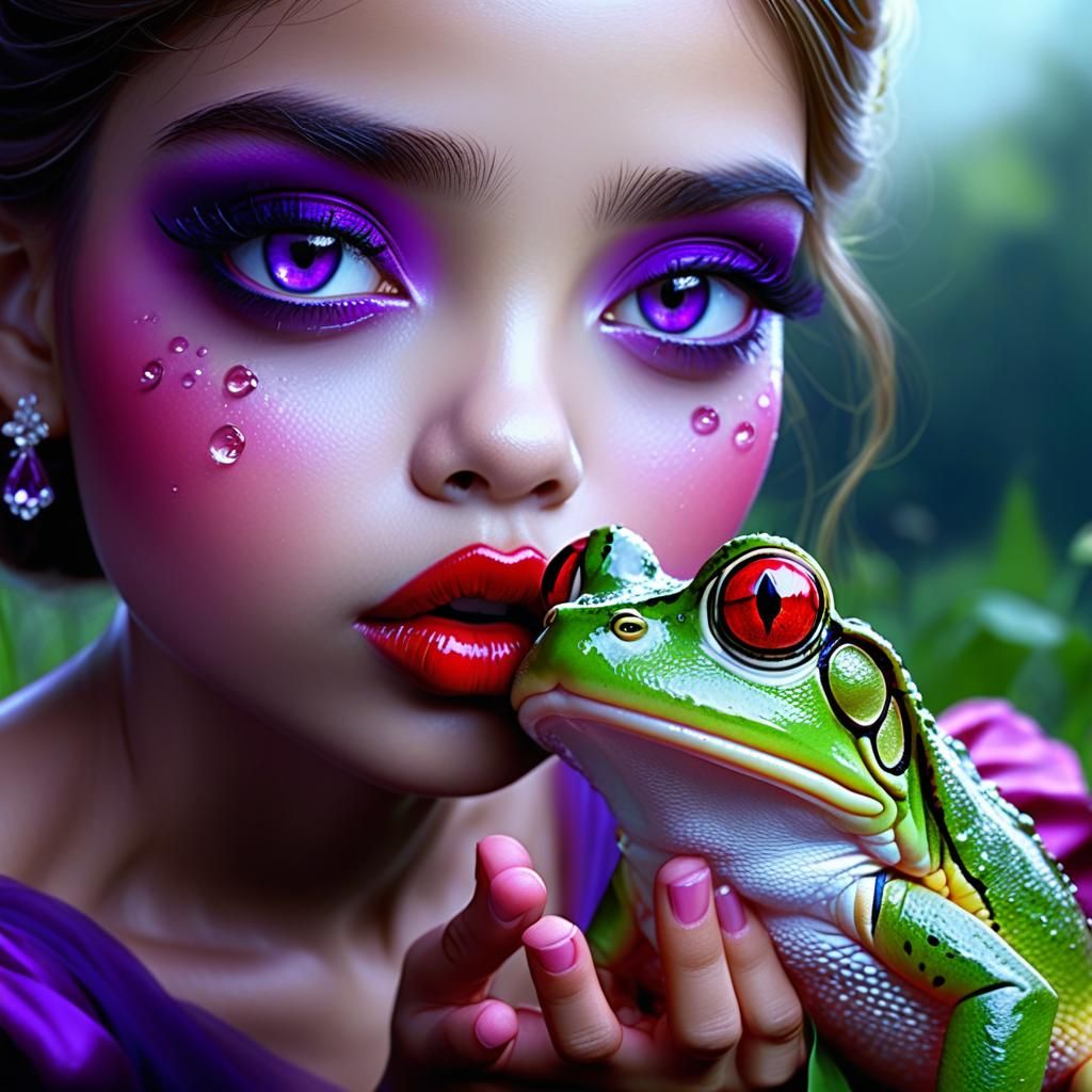Enchanted Princess Moments with Frog in a Whimsical Kiss