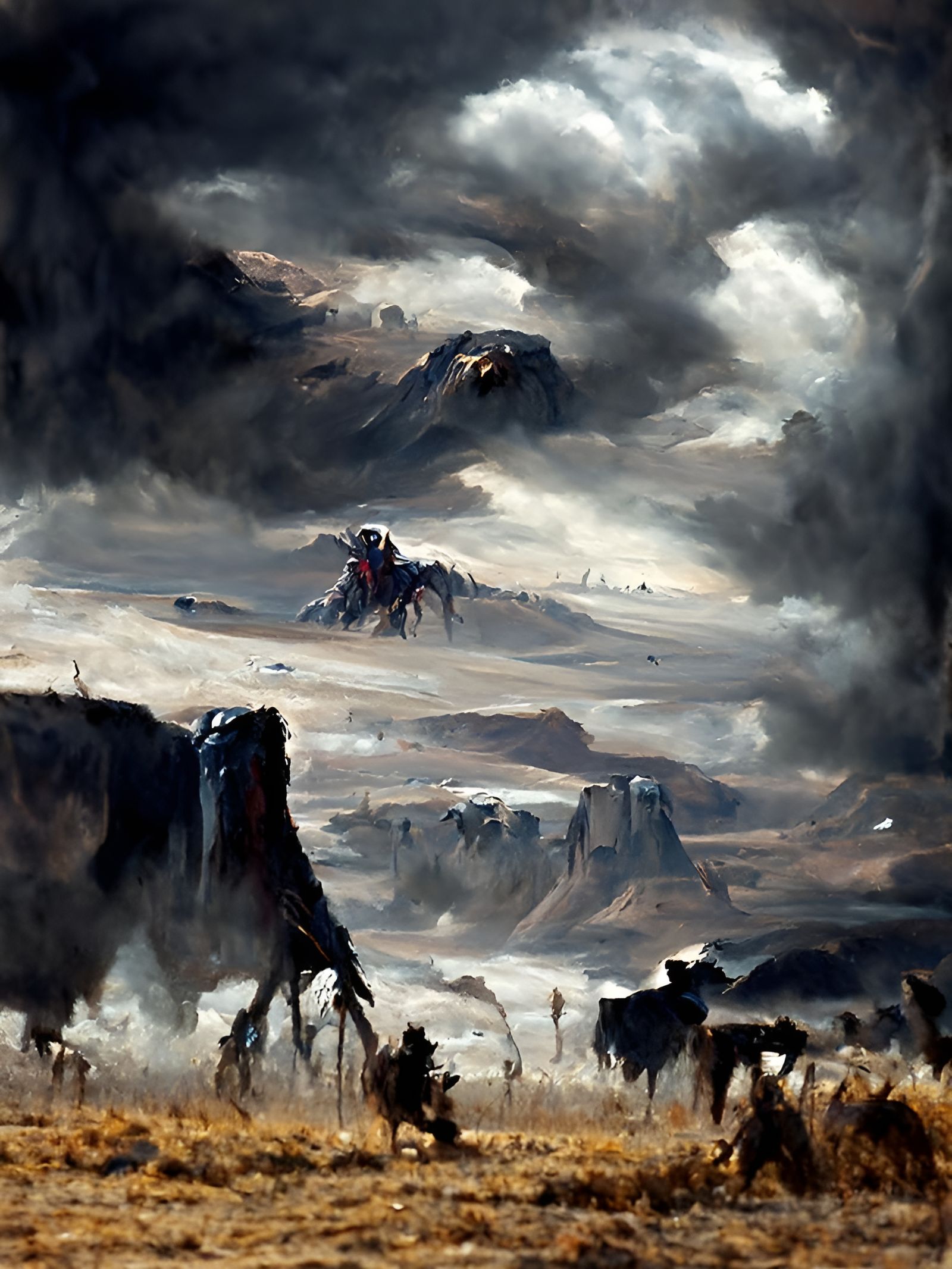 Sinister Plains Landscape in Oil Painting Style