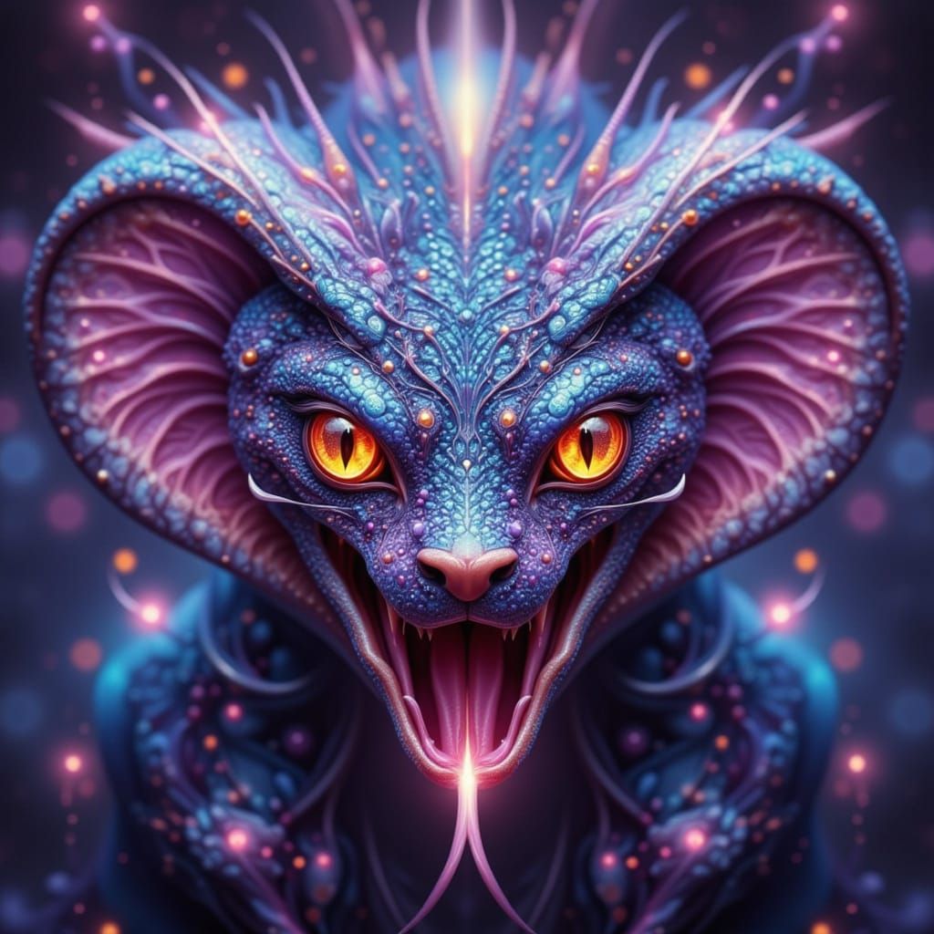 King Cobra Snake in Mandala Style