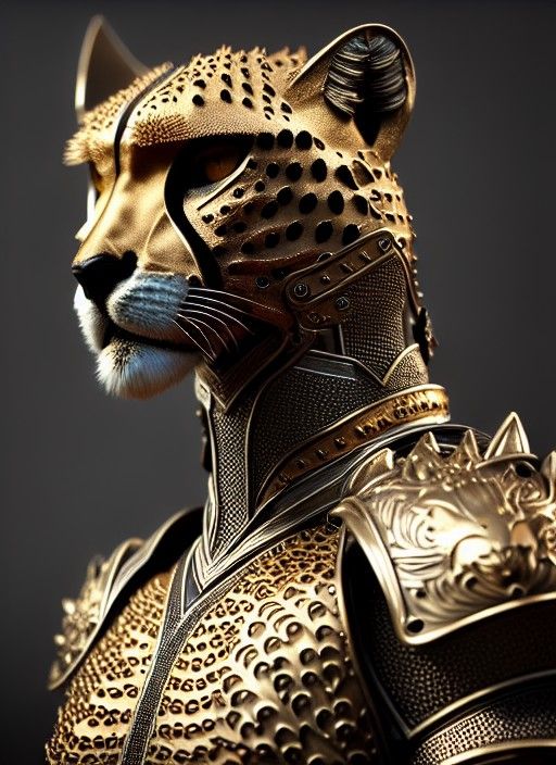 Majestic Cheetah Knight in Armor