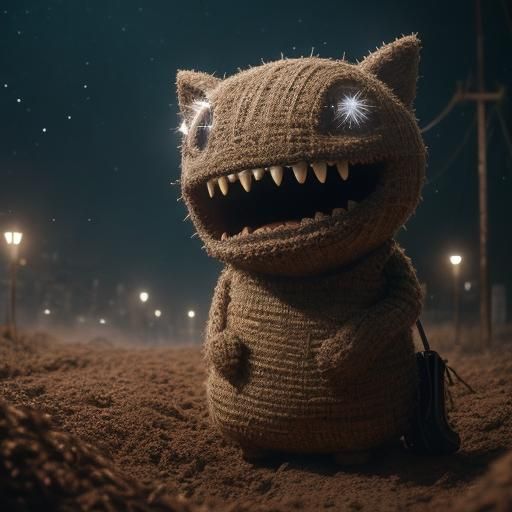 Pixar-Style CGI Bag-of-Dirt Character