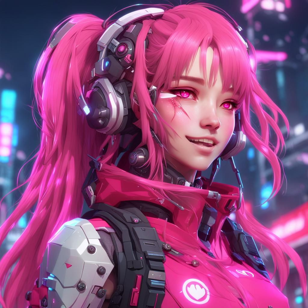 Biopunk Cyborg Woman in 3D Anime Style