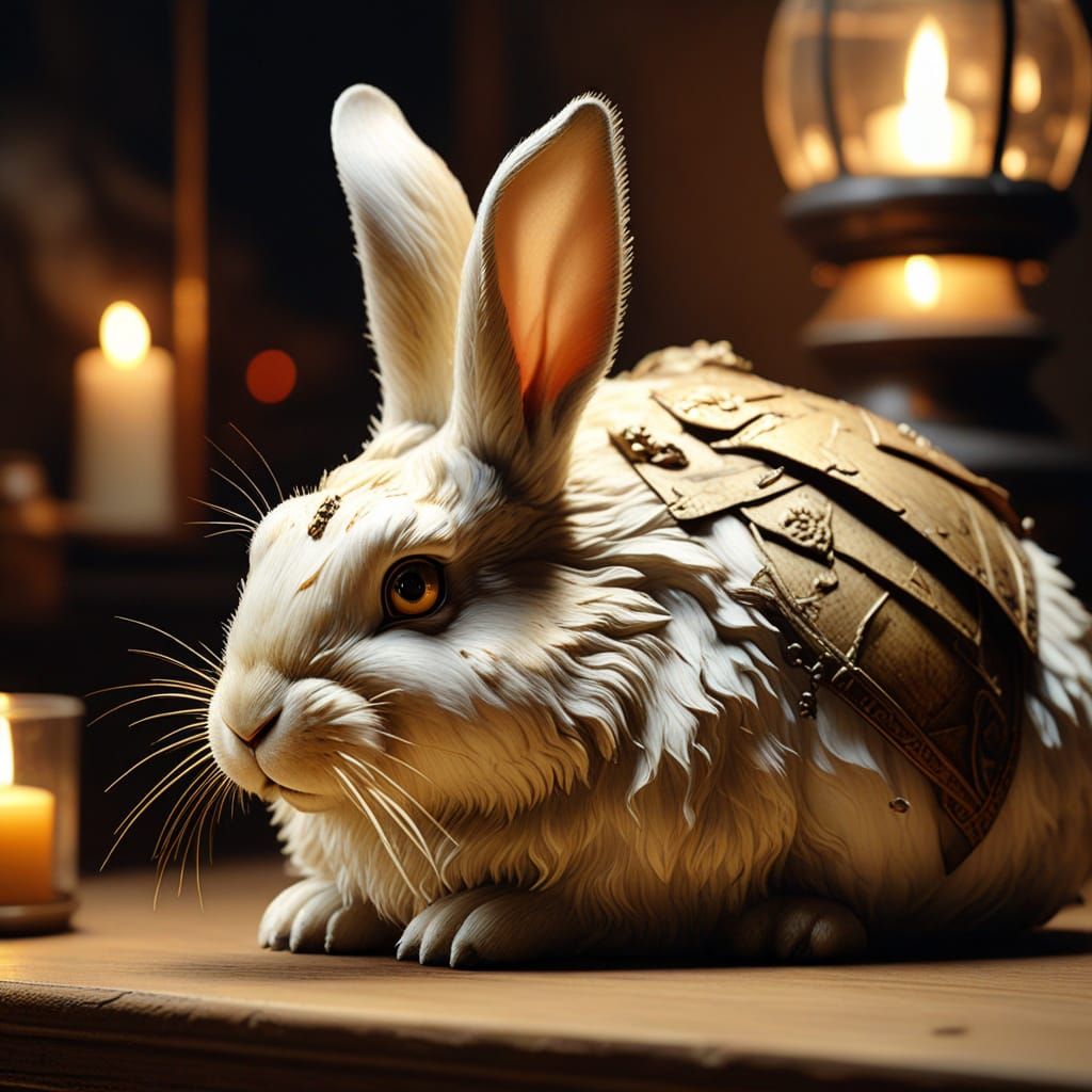 Renaissance Oil Painting of an Angry Rabbit Lantern