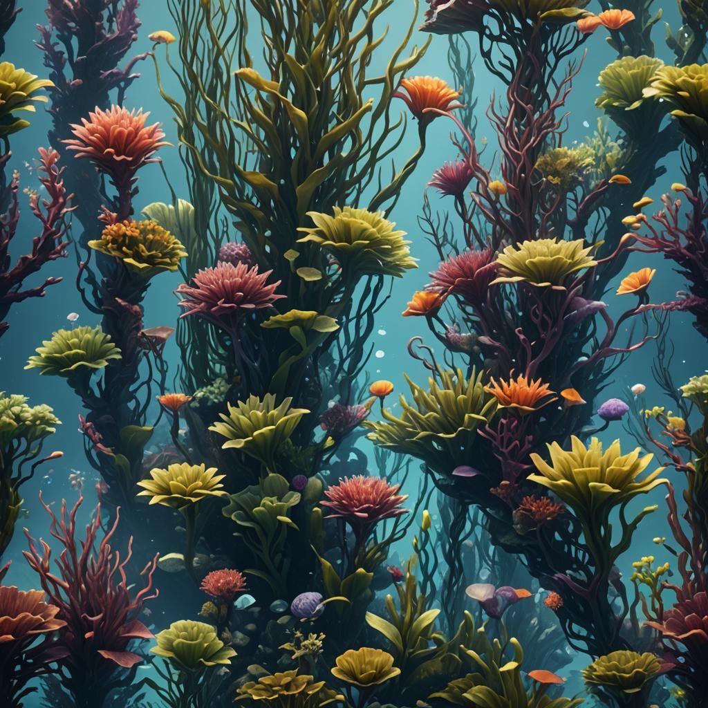 Fantastical Underwater Plants in Detailed Digital Painting