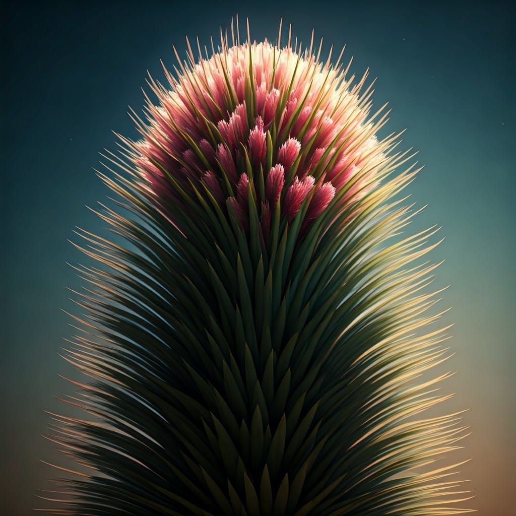 Majestic Australian Bottle Brush Plant Portrait in Art Nouve...