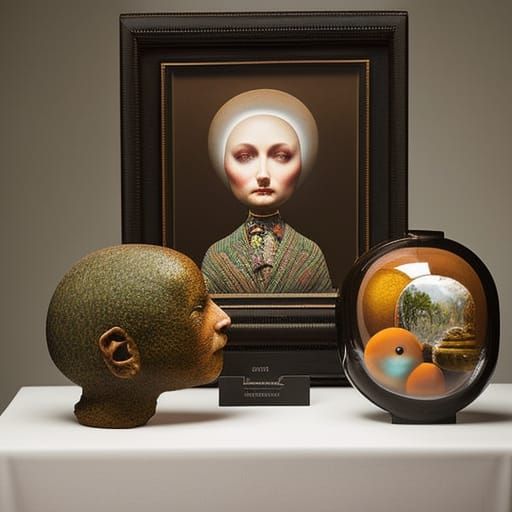 Surreal Earth-Themed Portrait with Glass Head