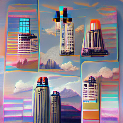 Retro-Futuristic Skyscrapers in a Vintage Style