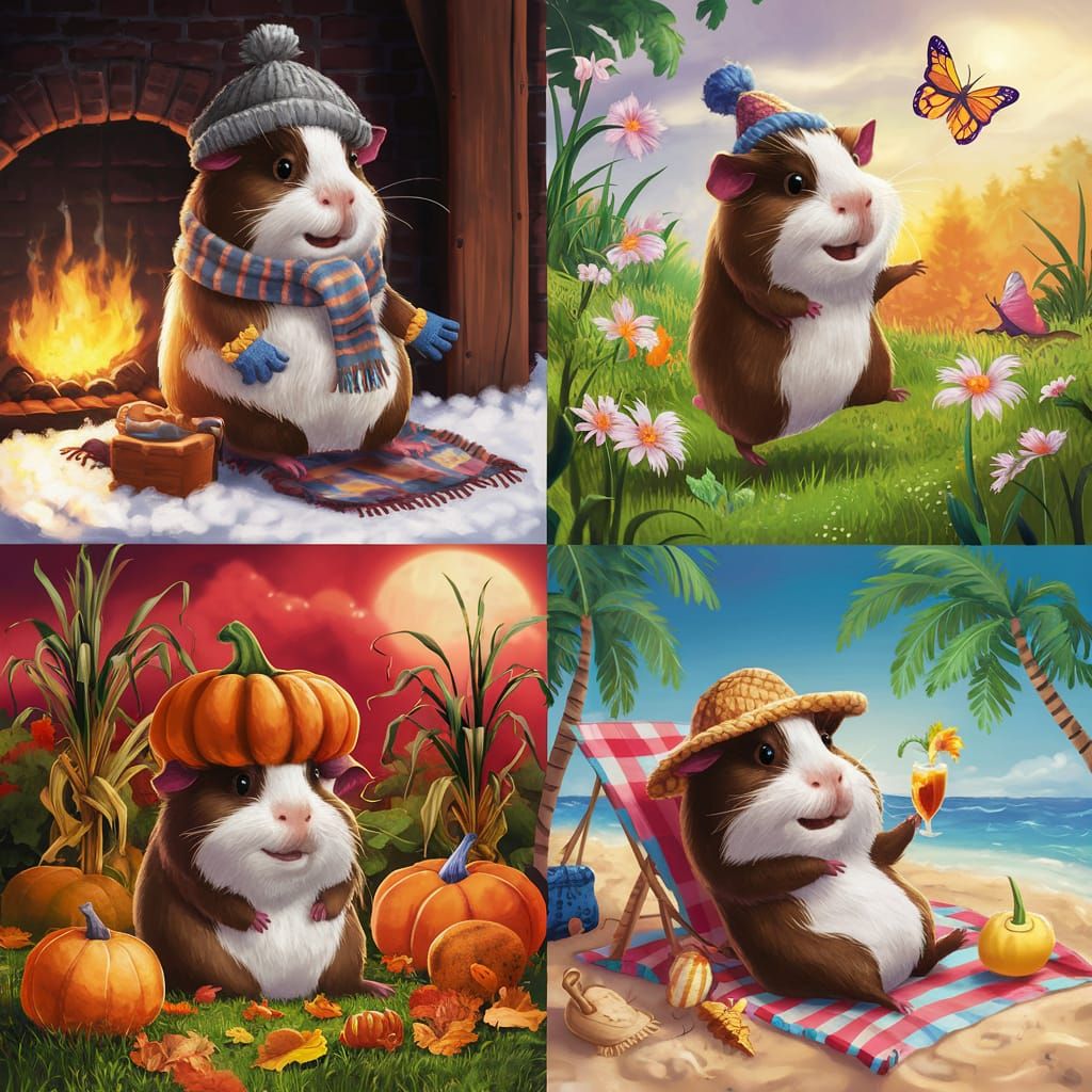 Guinea Pigs Celebrate the Four Seasons
