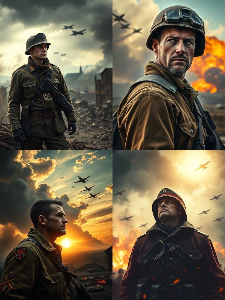 Epic Battlefield Portrait in a Smoky Sky