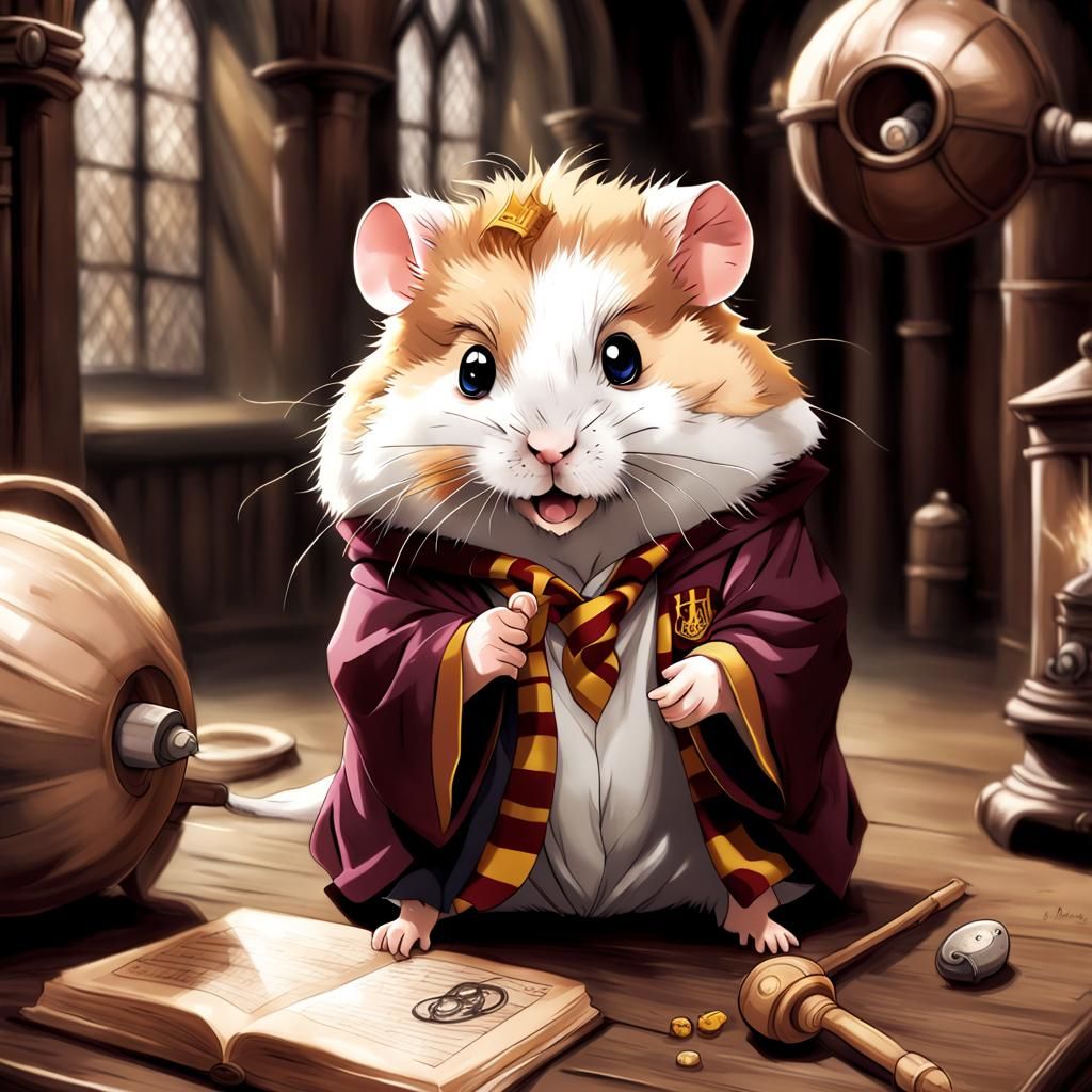 Hamster Harry Potter in Anime Style