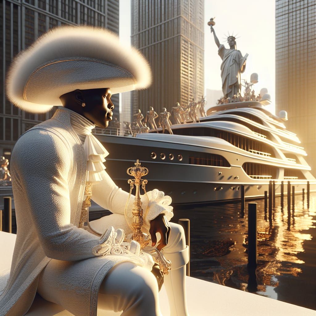 African Gentleman on Yacht in New York: 8k Rendering