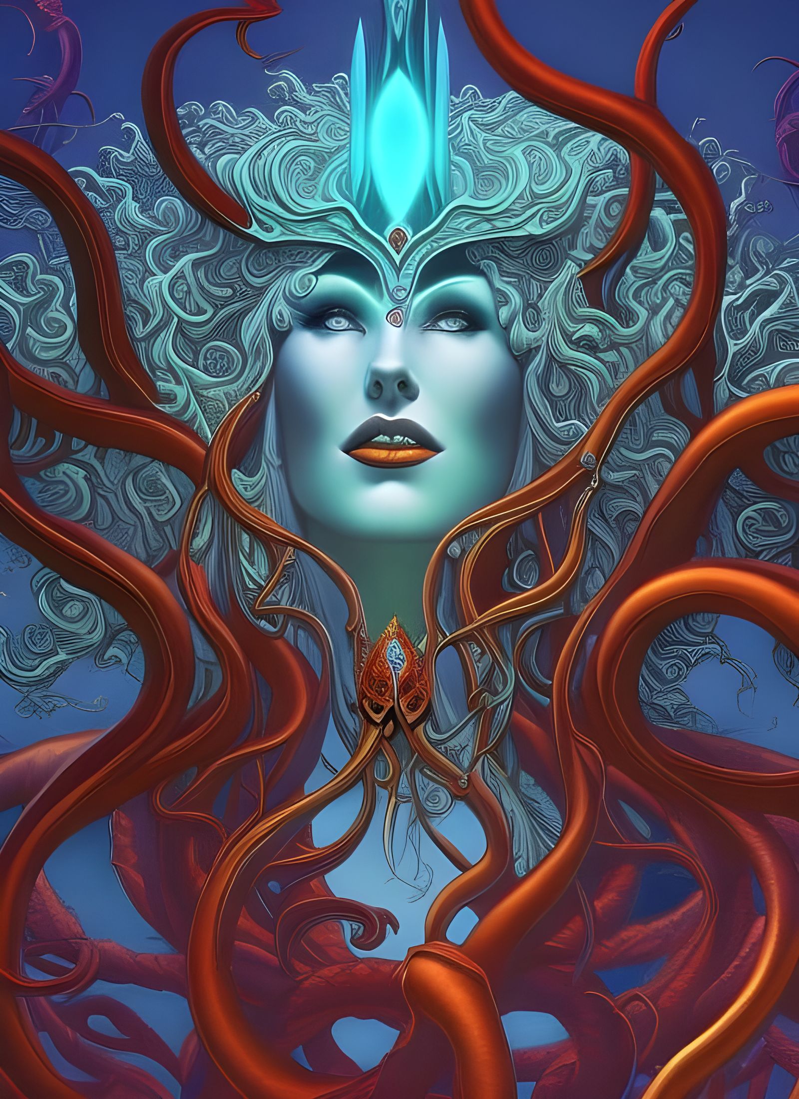 Bioluminescent Fractal Goddess of Eldritch Horror