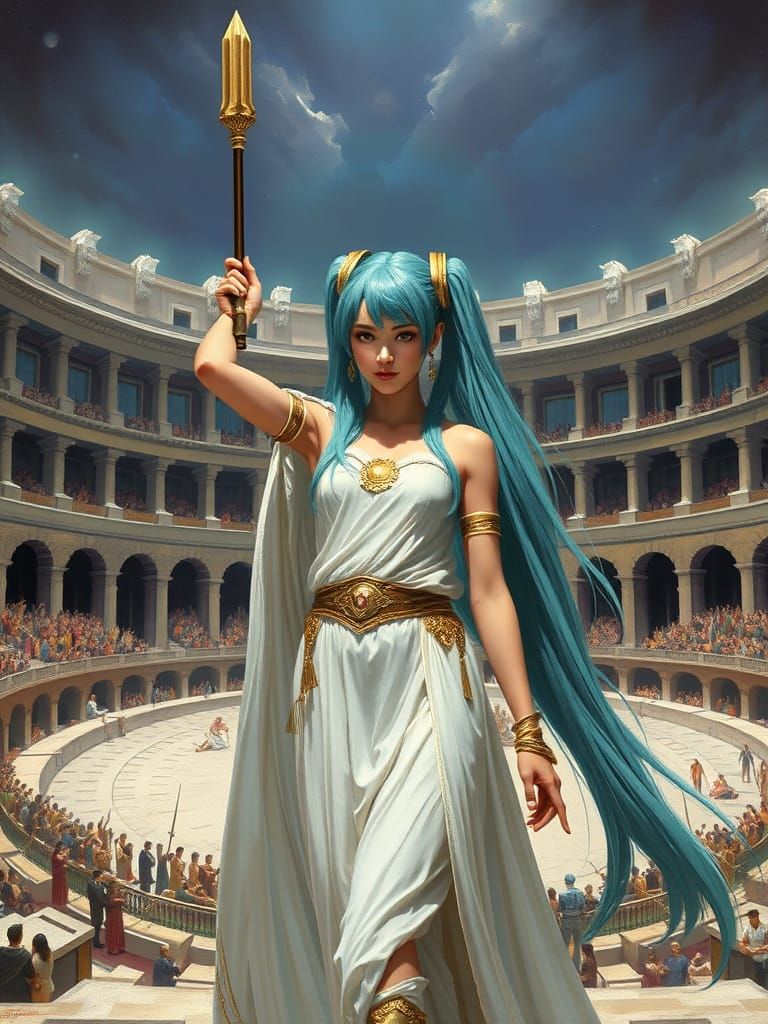 Hatsune Miku priestess of Athena