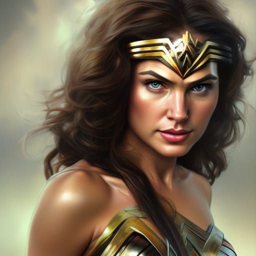 Photorealistic Portrait of Wonder Woman in Digital Art