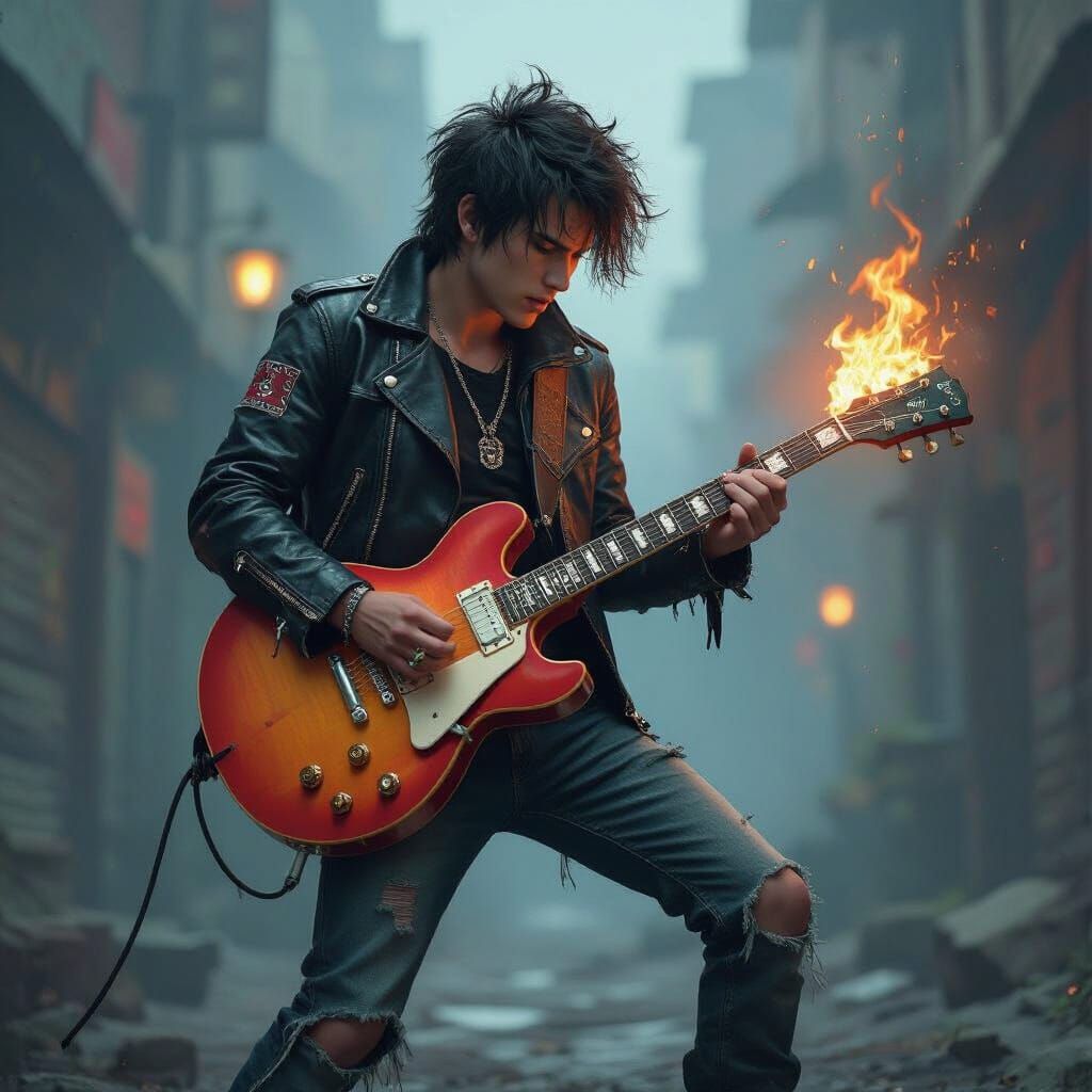 Punk Mage Defeats Monsters with Electric Guitar