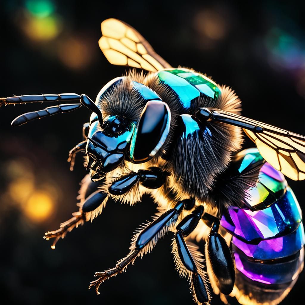 Crystal Bumblebee Shimmers in Dark Academia Aesthetic