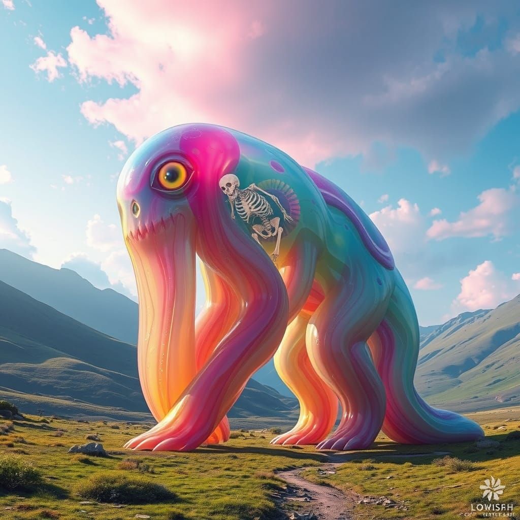 Cathedral-Sized Slime Creature in Dreamlike Digital Art