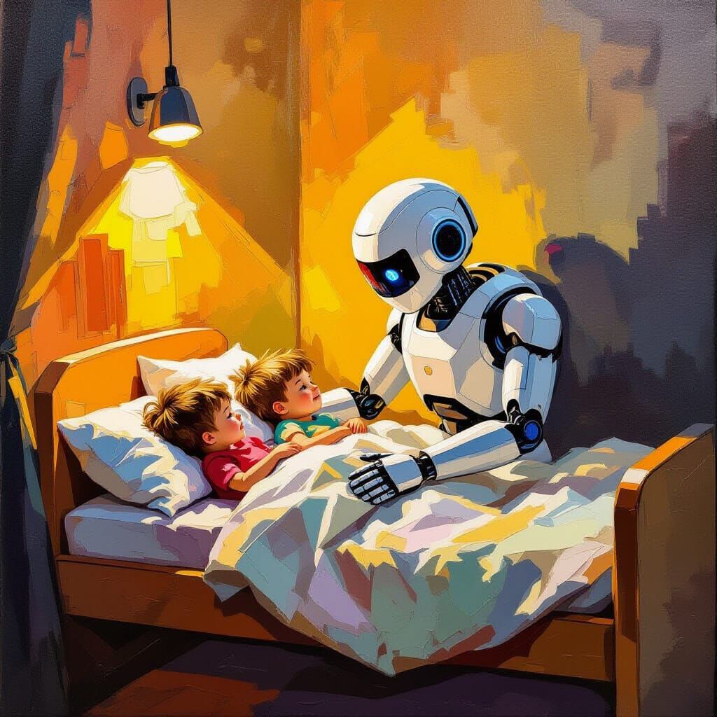 Robot putting the kids to bed