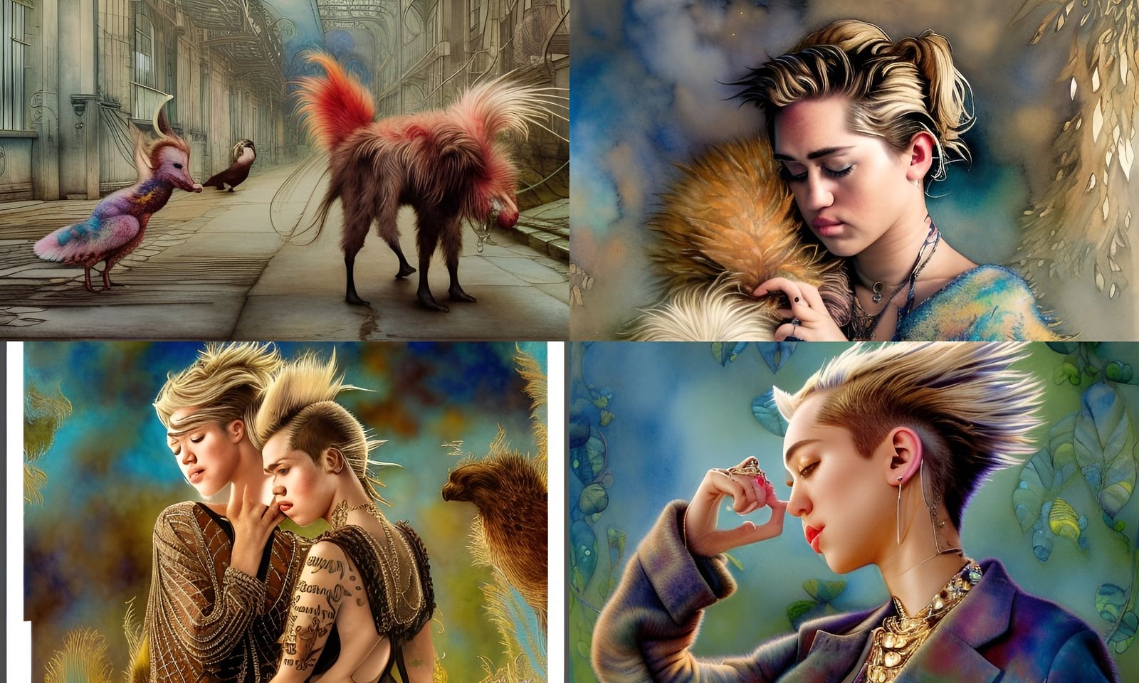 Iridescent Pop Art Illustration in Watercolor Style