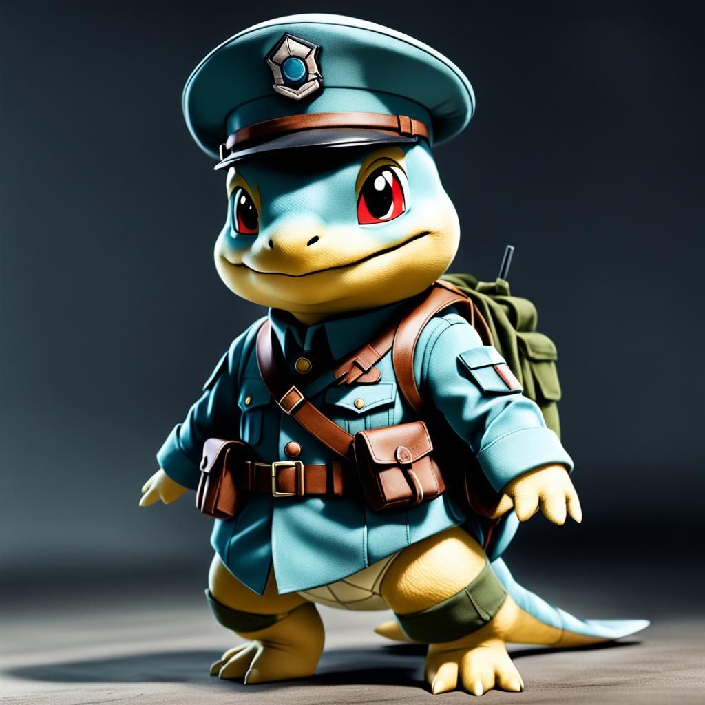 Squirtle in Military Dress Clothing