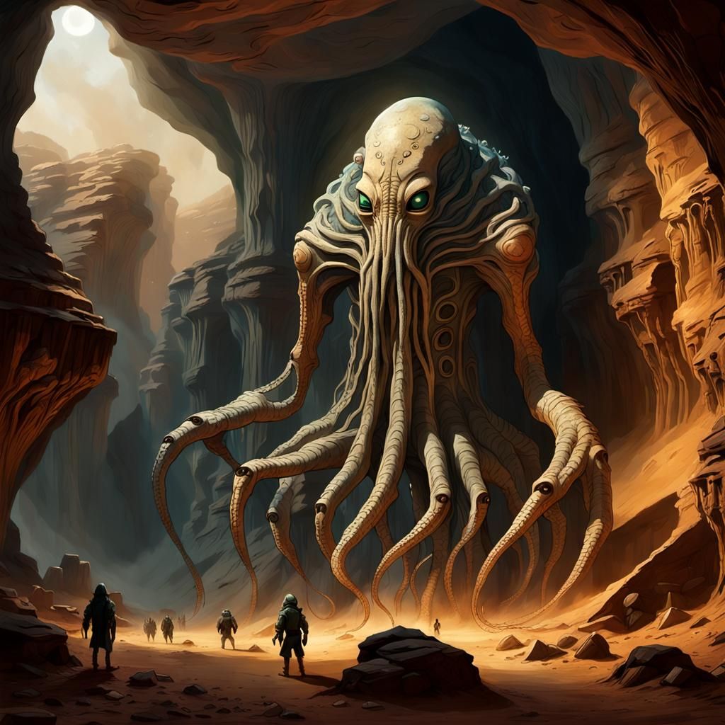 Monumental Alien Statue in Lost Civilization Grotto