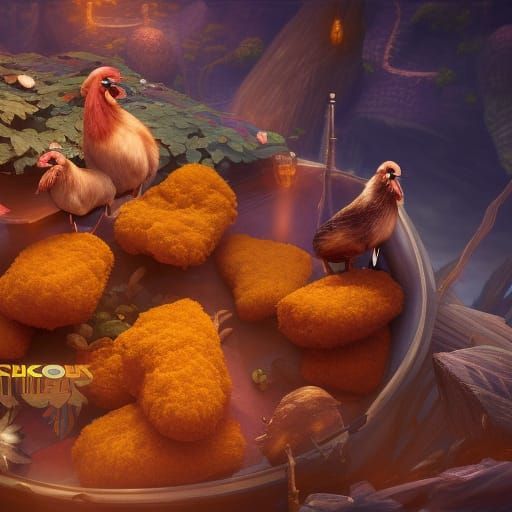 Detailed Matte Painting of a Chicken Nugget