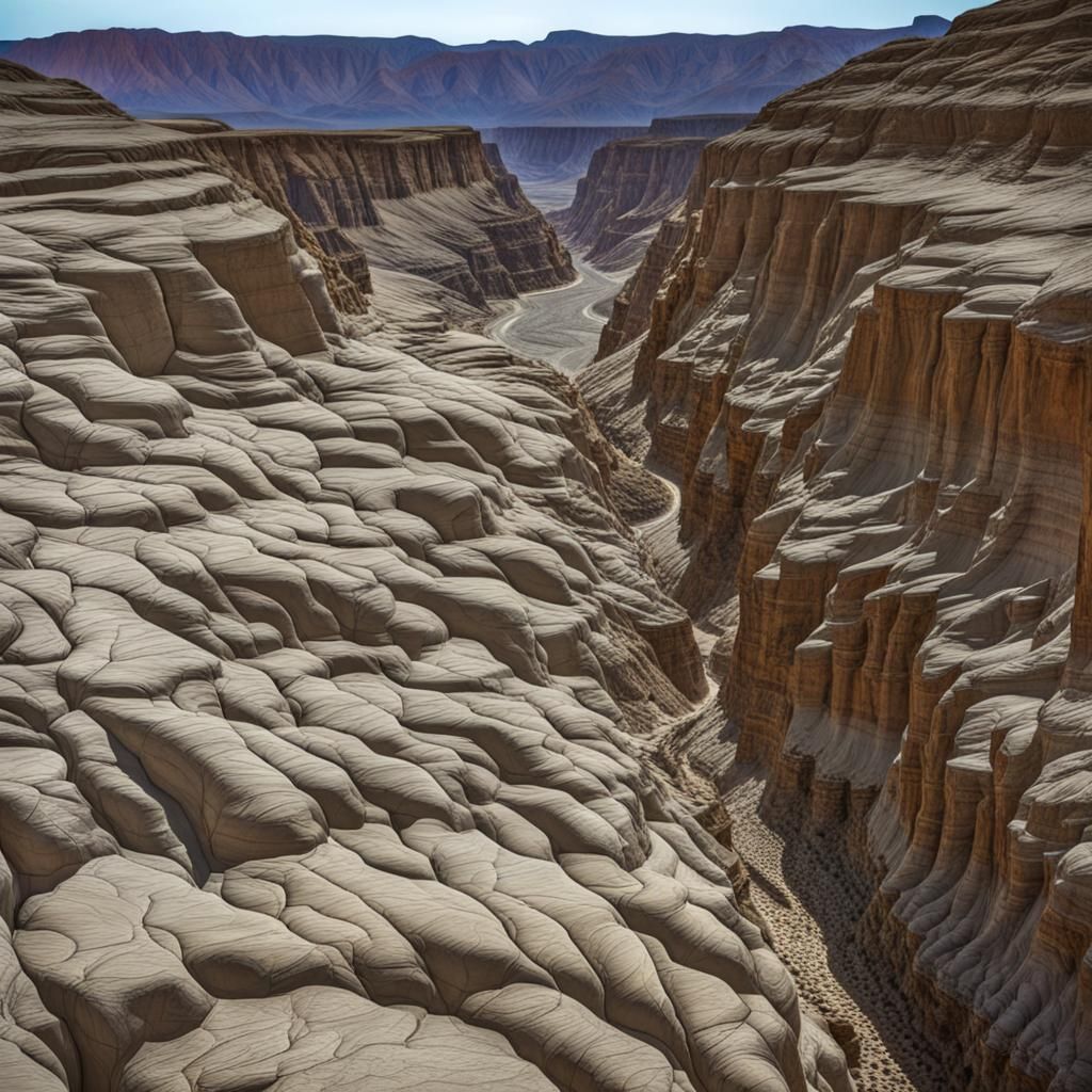 Desert Canyon Landscape with Eroded Cliffs