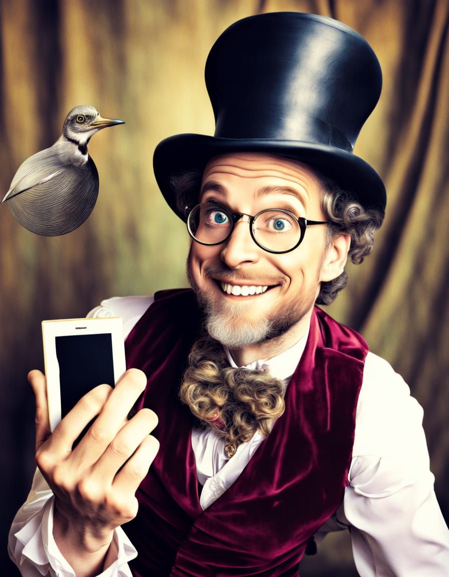 Whimsical Victorian Magician Takes a Selfie
