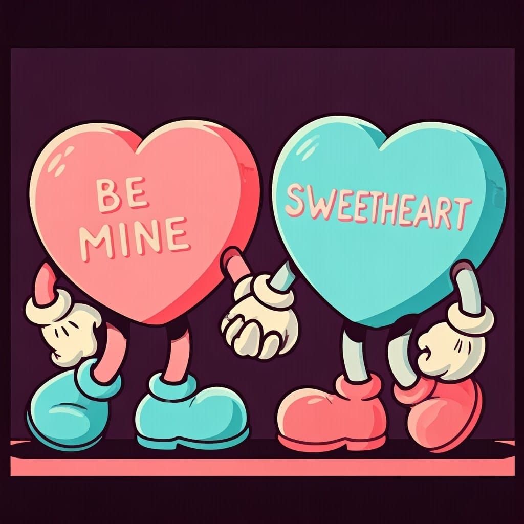 Anthropomorphic Conversation Heart Candies in Retro Style