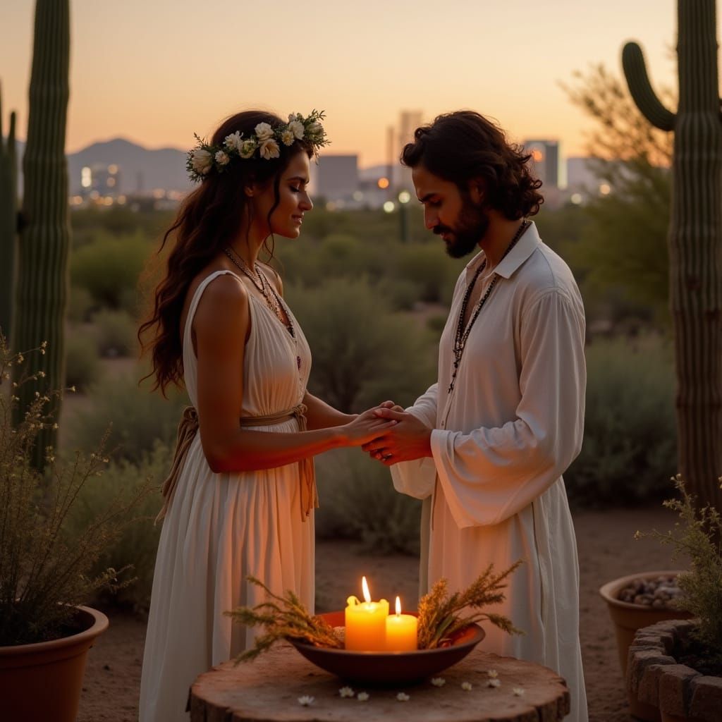 Ethereal Desert Wedding Rituals in Botanical Garden