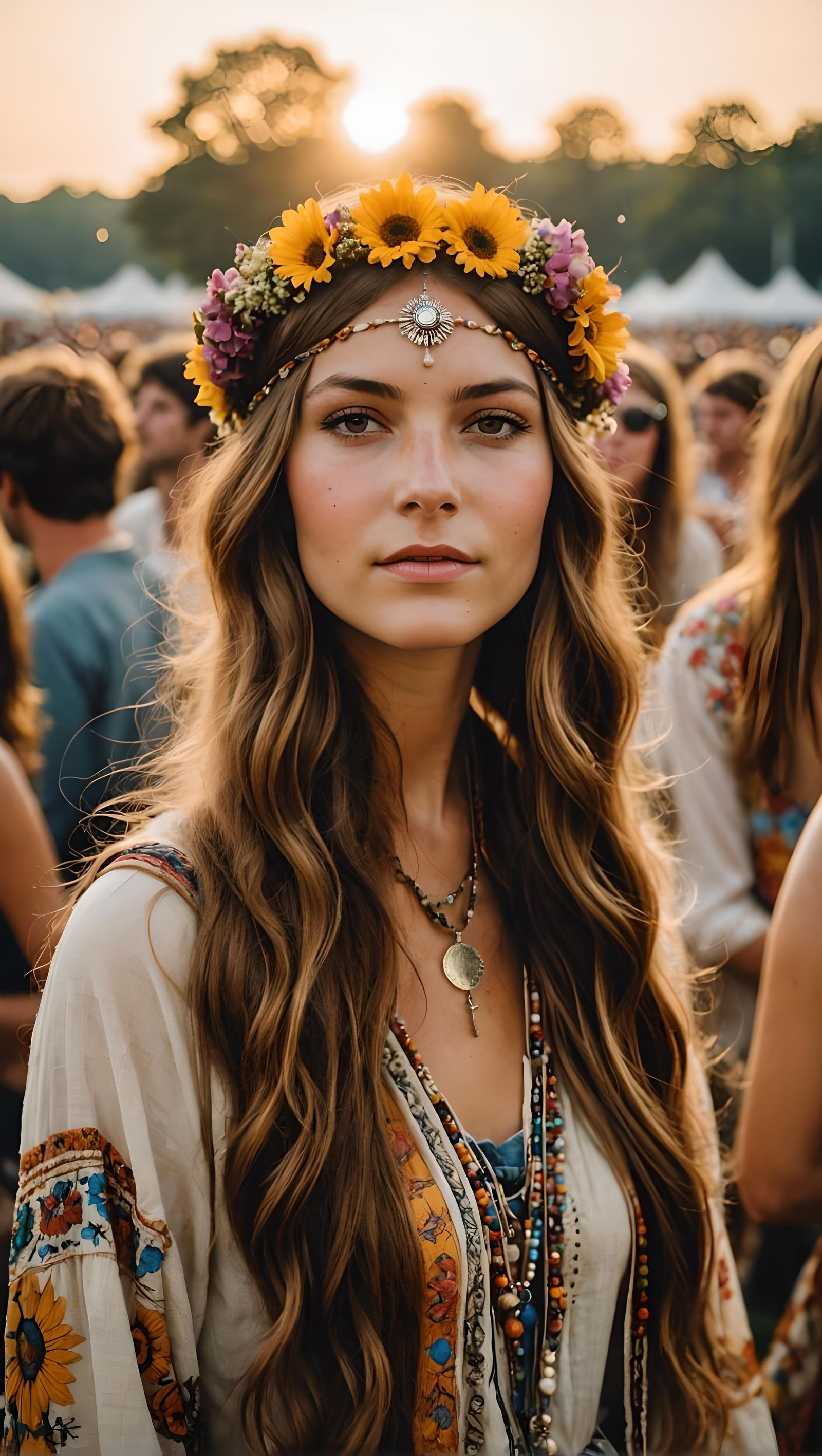 Boho Girl Portrait at Woodstock Festival