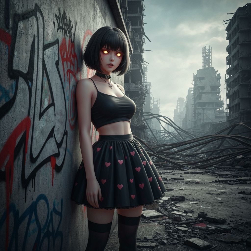 Anime Woman in Yami Kawaii Style